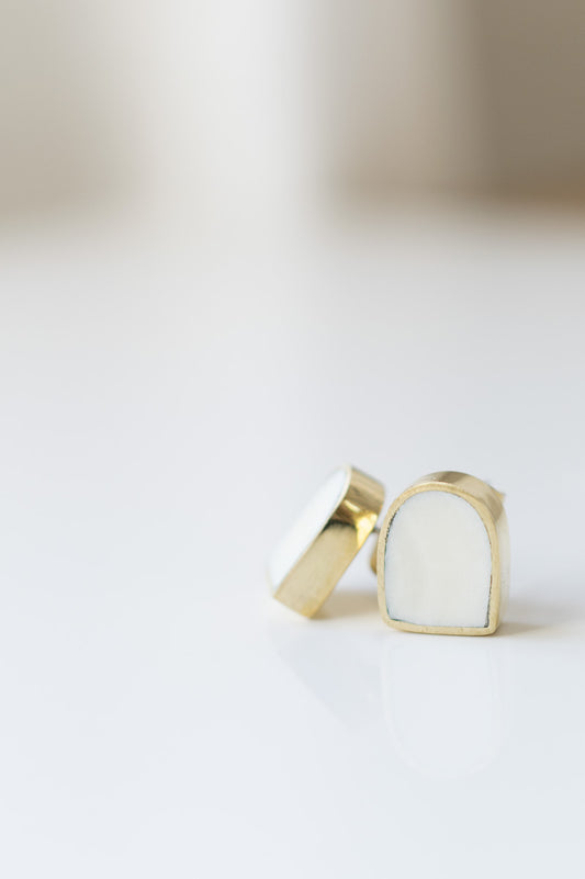 post earrings fair trade in bone and brass