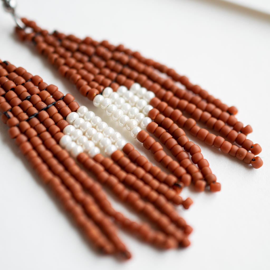 Fair + Simple Beaded Fringe Earrings in Roca