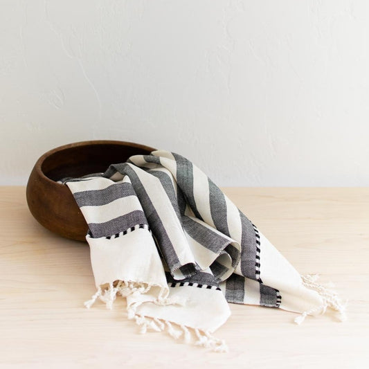Oversized Woven Hand Towel in Wide Stripes