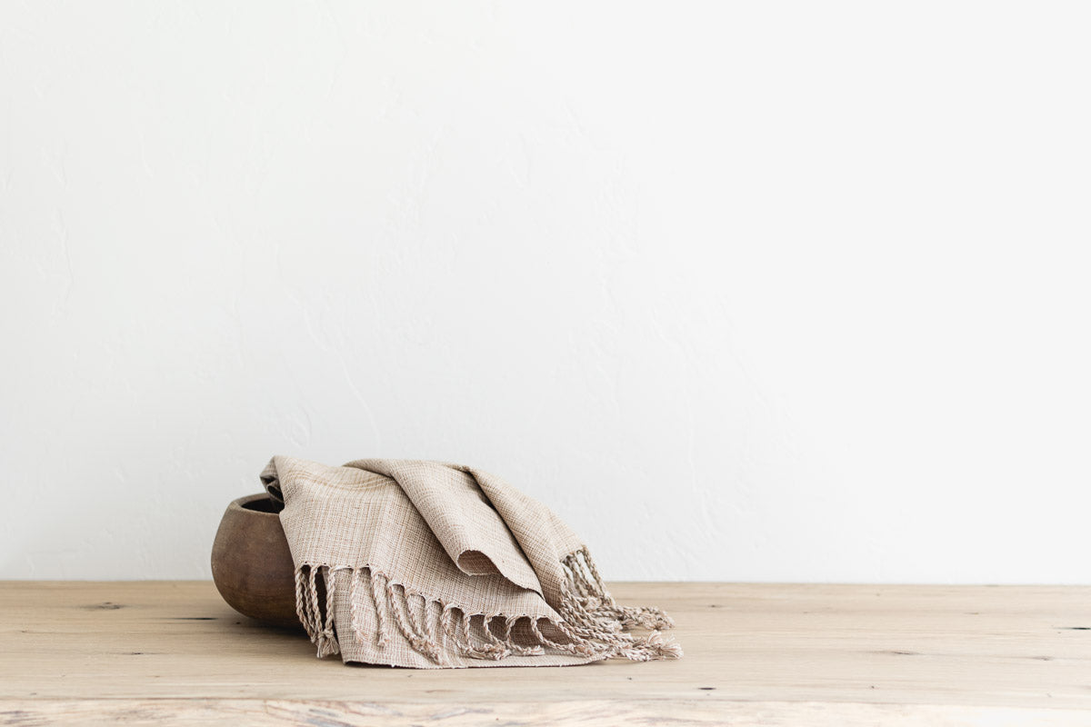 Slim Woven Striped Cotton Towel Fair Trade - Desert Tan – Fair + Simple