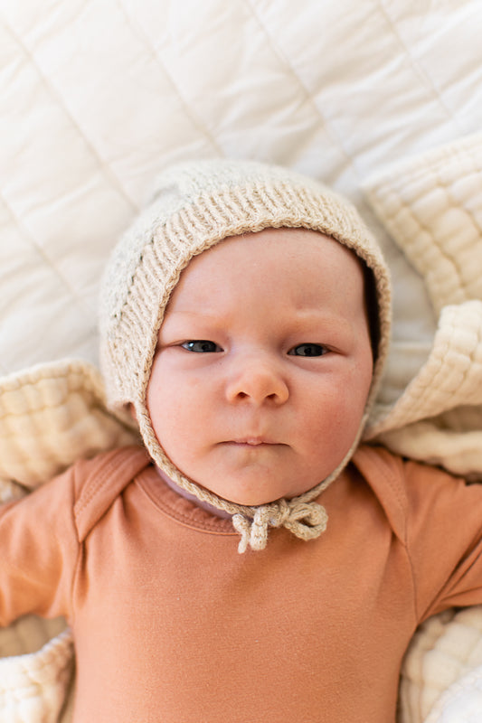Peruvian Alpaca and Organic Cotton Baby Bonnet