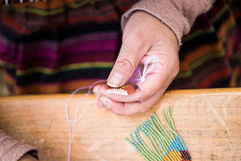 beadwork at a fair trade weaving coop