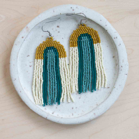 Beaded Fringe Earrings in Árco