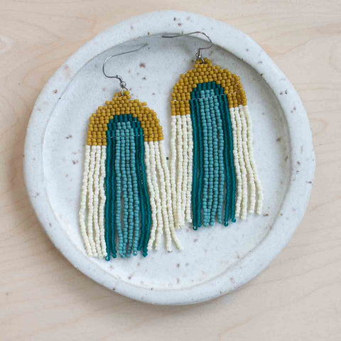 Beaded Fringe Earrings in Árco