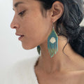 women wearing beaded fringe earrings