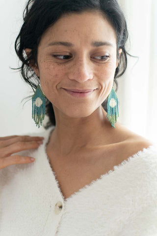 mimimal beaded fringe earrings