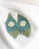 beaded earrings in green and blue