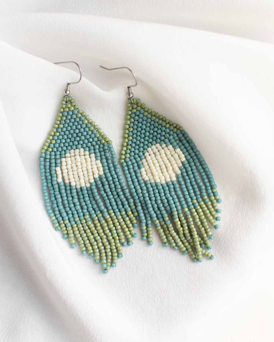 Nebula. Handwoven earrings. Seed bead earrings. Fringe earrings. selling Colorful earrings.