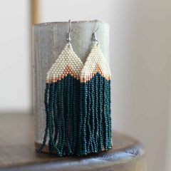 Woven beaded earrings in holiday colors