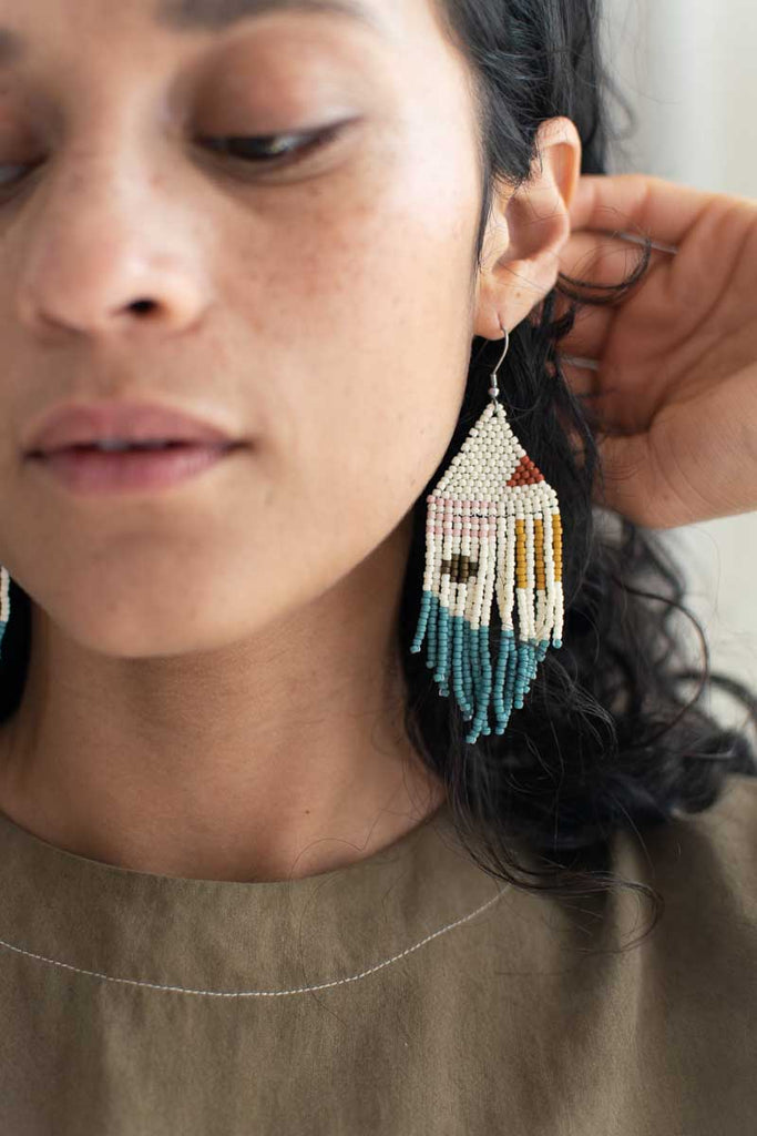 fair trade beaded fringe earrings 