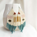 beaded fringe earrings with minimal shapes