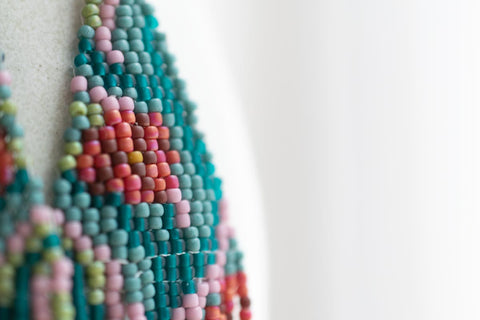 Beaded Fringe Earrings in Rosa