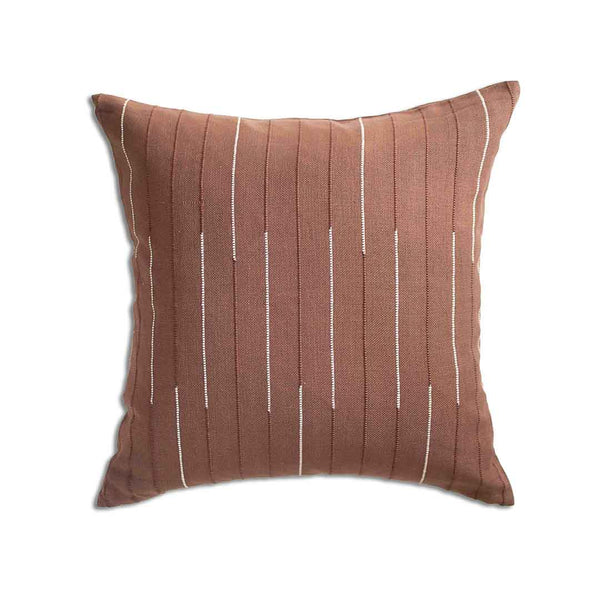 pillow cover in chocolate brown with textured stripes