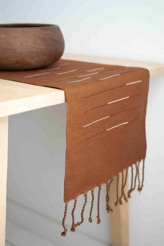 fair trade table runner with tassels