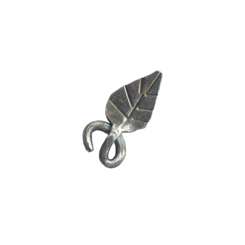 Forged iron leaf fridge magnet.