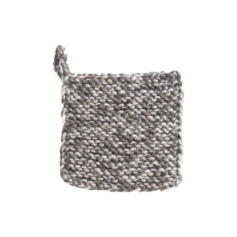 Knitted wool pot holder grey marbled