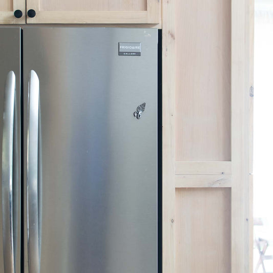 Leaf magnet on fridge.