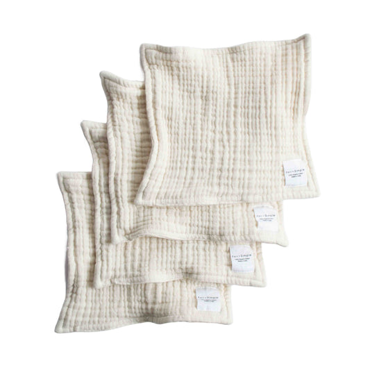 Set of four organic wash cloths.