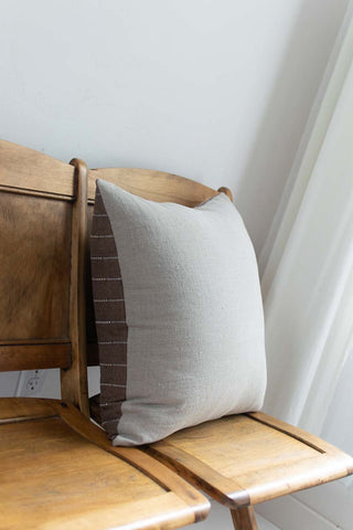 Woven Pillow Cover in Staggered Striped Brown - OOAK