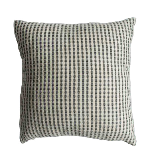 Textured pillow with a checkered pattern on a plain background