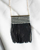 striped beaded fringe necklace