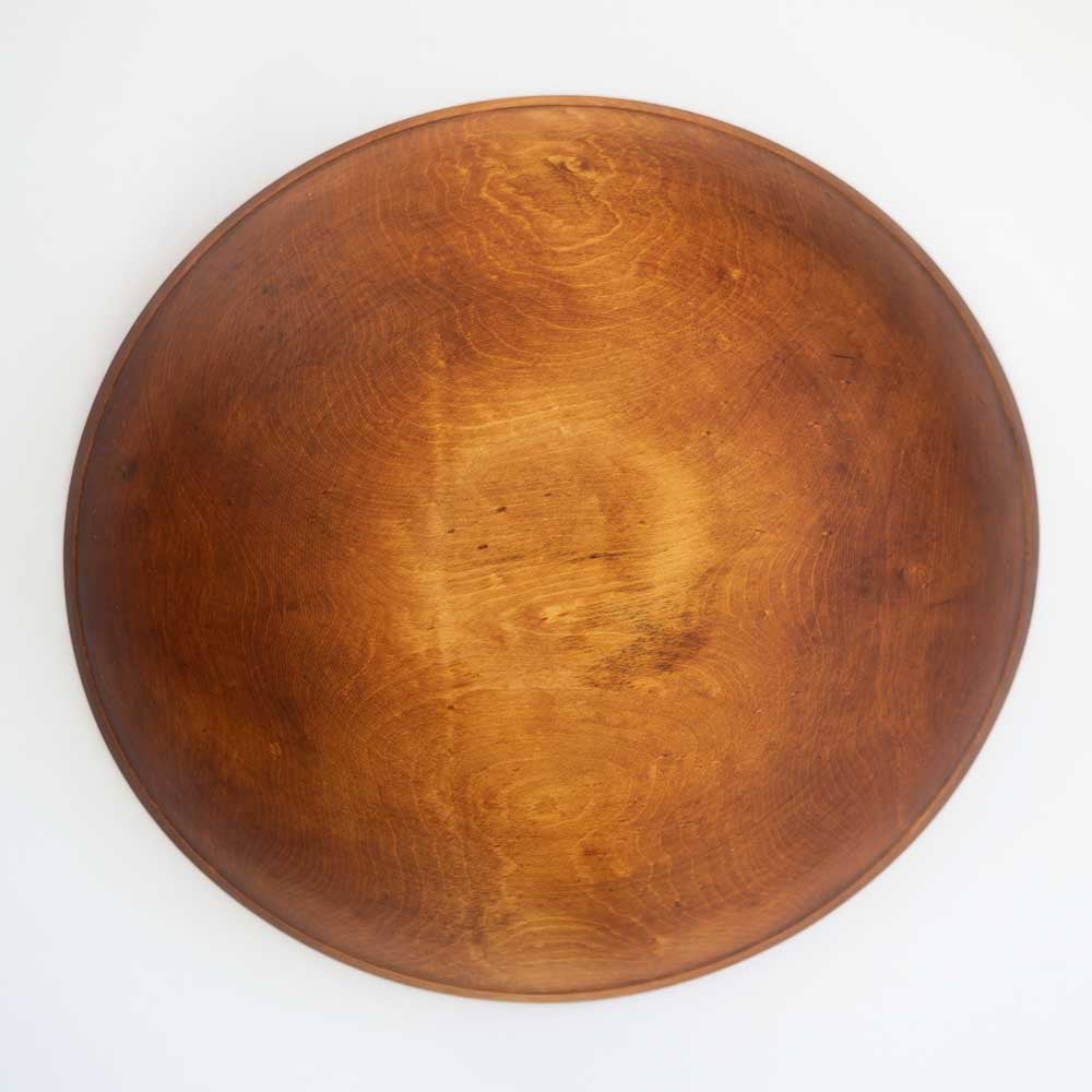 underside of antique wooden butter bowl