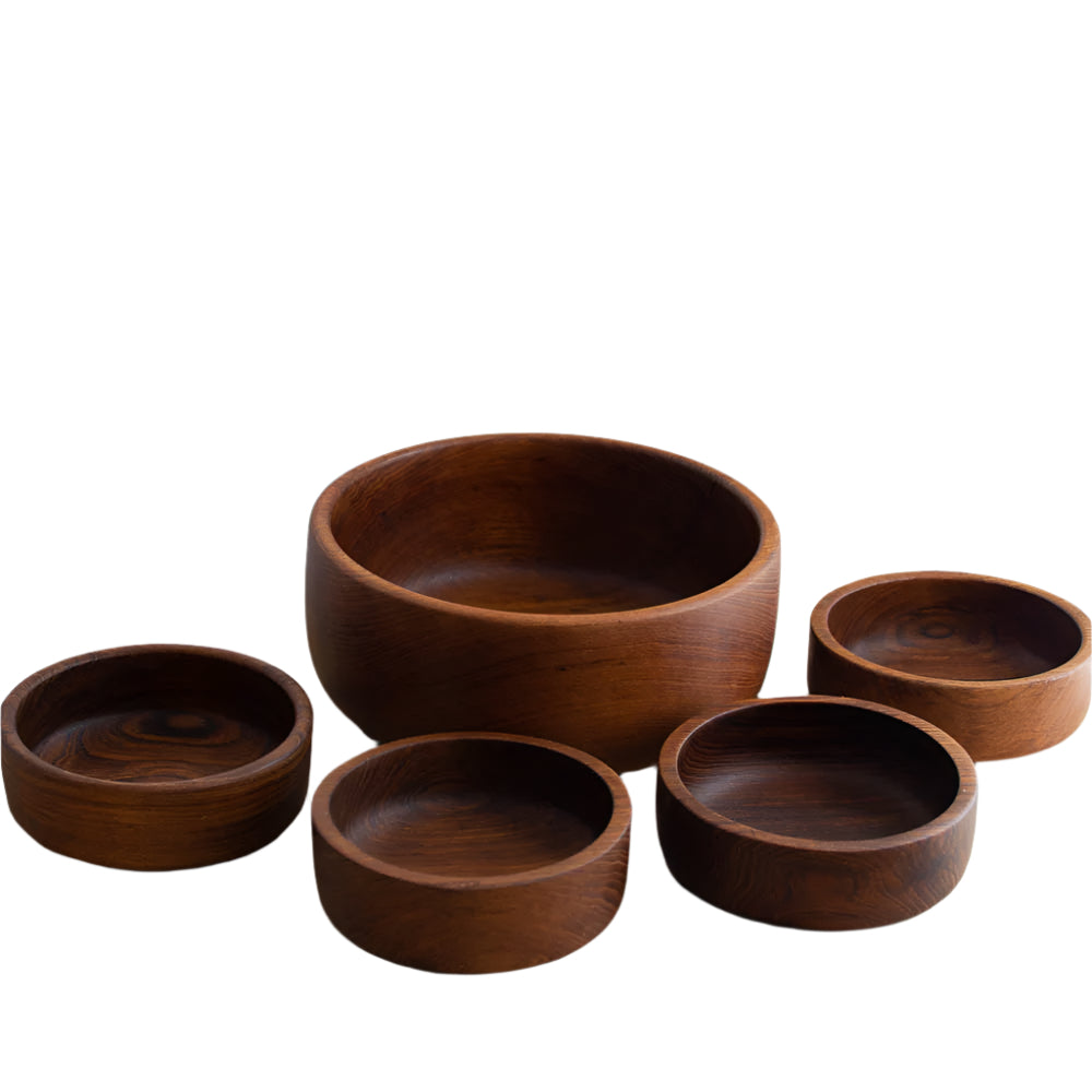 antique wooden salad bowl set