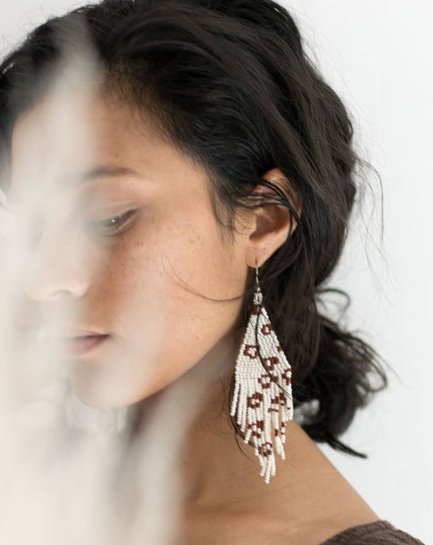 WHOLESALE Beaded fringe earrings in Vaquita
