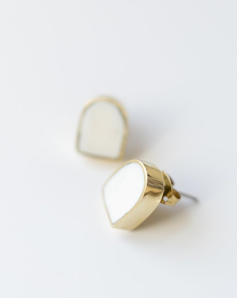 post earrings fair trade in bone and brass