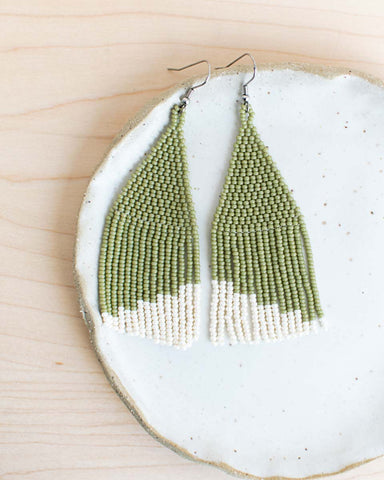 modern beaded earrings in cactus