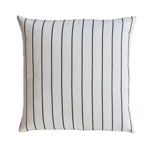 black and natural striped pillow