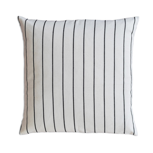 black and natural striped pillow