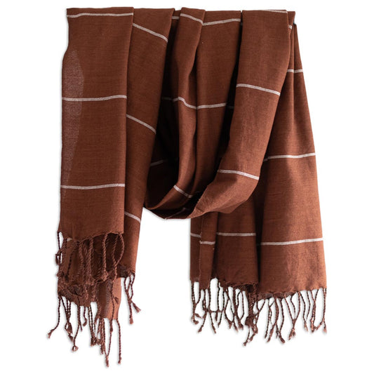 fair trade bath towel in cinnamon brown