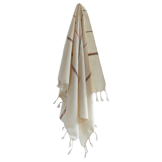 fair trade hand towel in colorful stripes