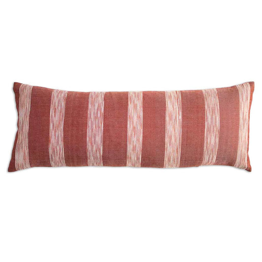 fair trade long lumbar pillow cover in red striped