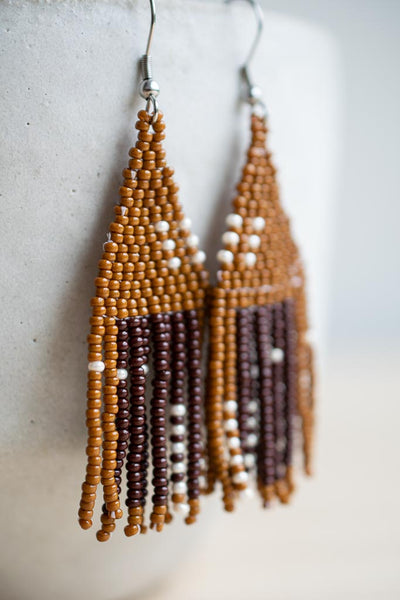 WHOLESALE Beaded fringe earrings in Otoño