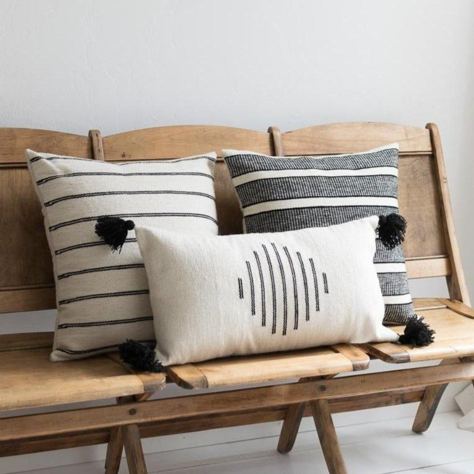 striped fair trade woven pillow peruvian