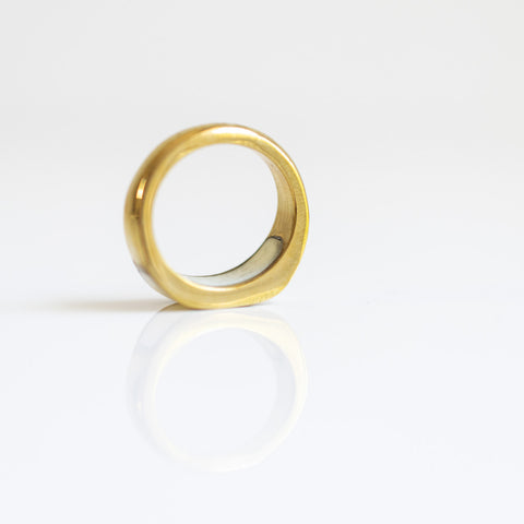 bone and brass inlaid ring