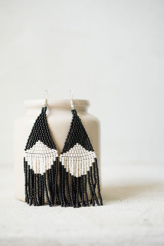 simple woven beaded earrings