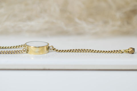 brass and inset bone pendant lariat necklace fair trade