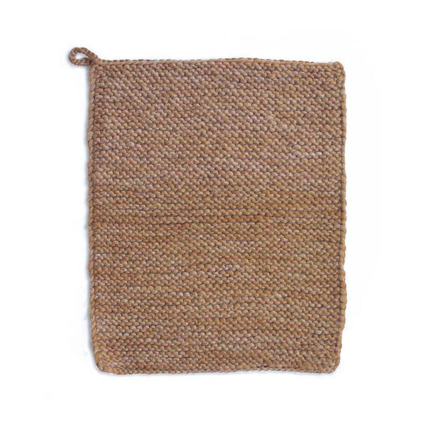 naturally dyed wool dish mat in acacia