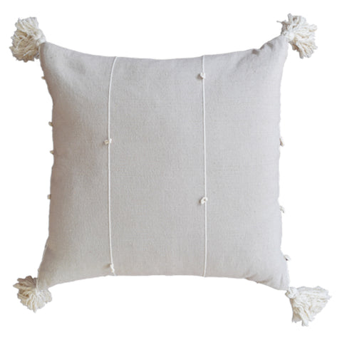 Oaxacan Cotton Woven Pillow Cover with pom poms
