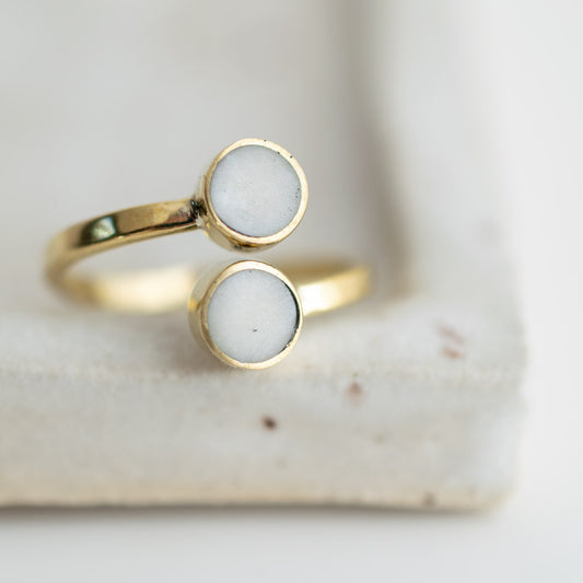 brass and bone adjustable wrap ring fair trade